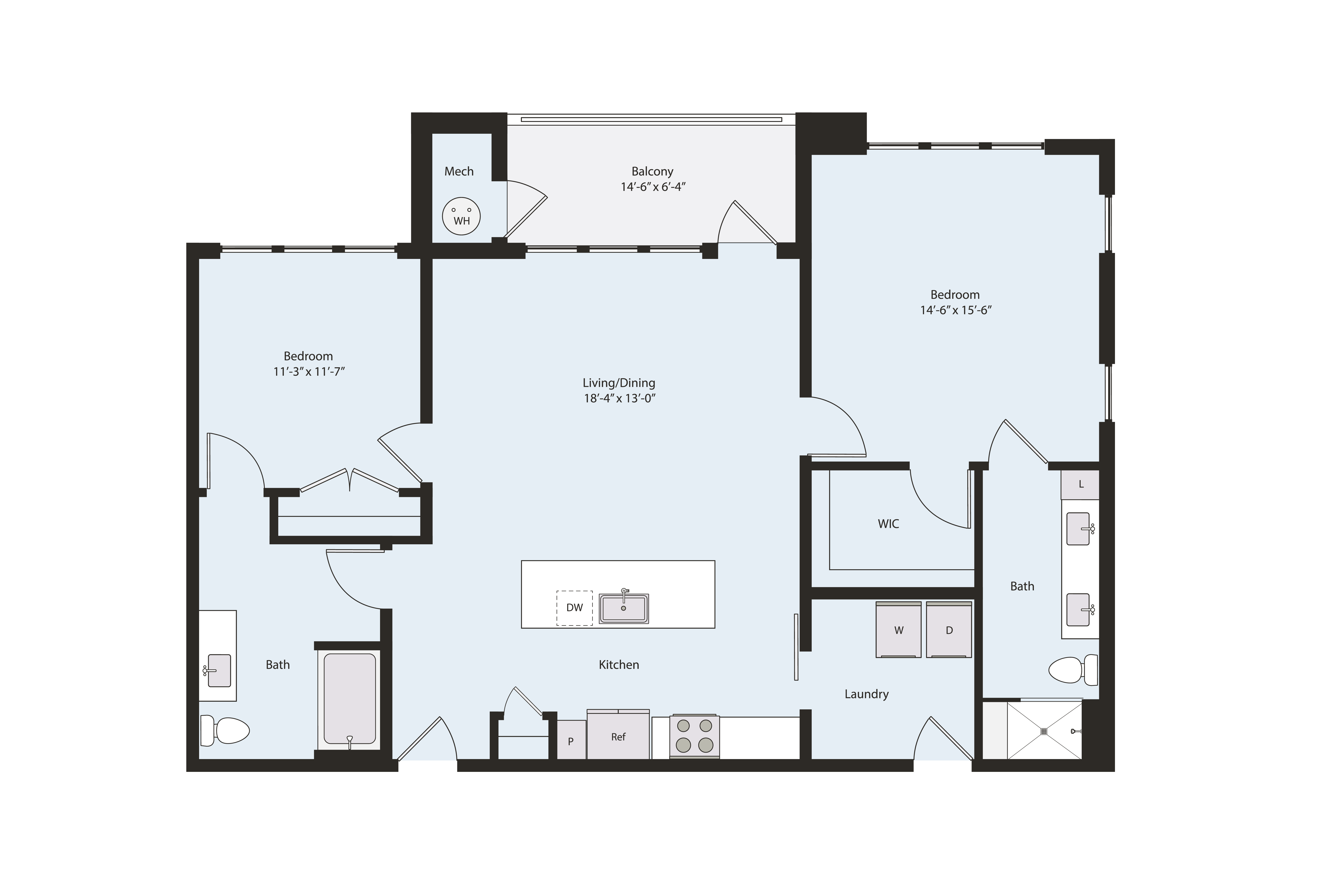 Floor plan layout diagram for B2-1A
